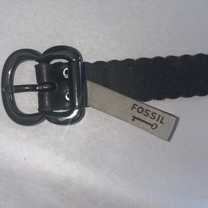 Dark brown leather fossil belt